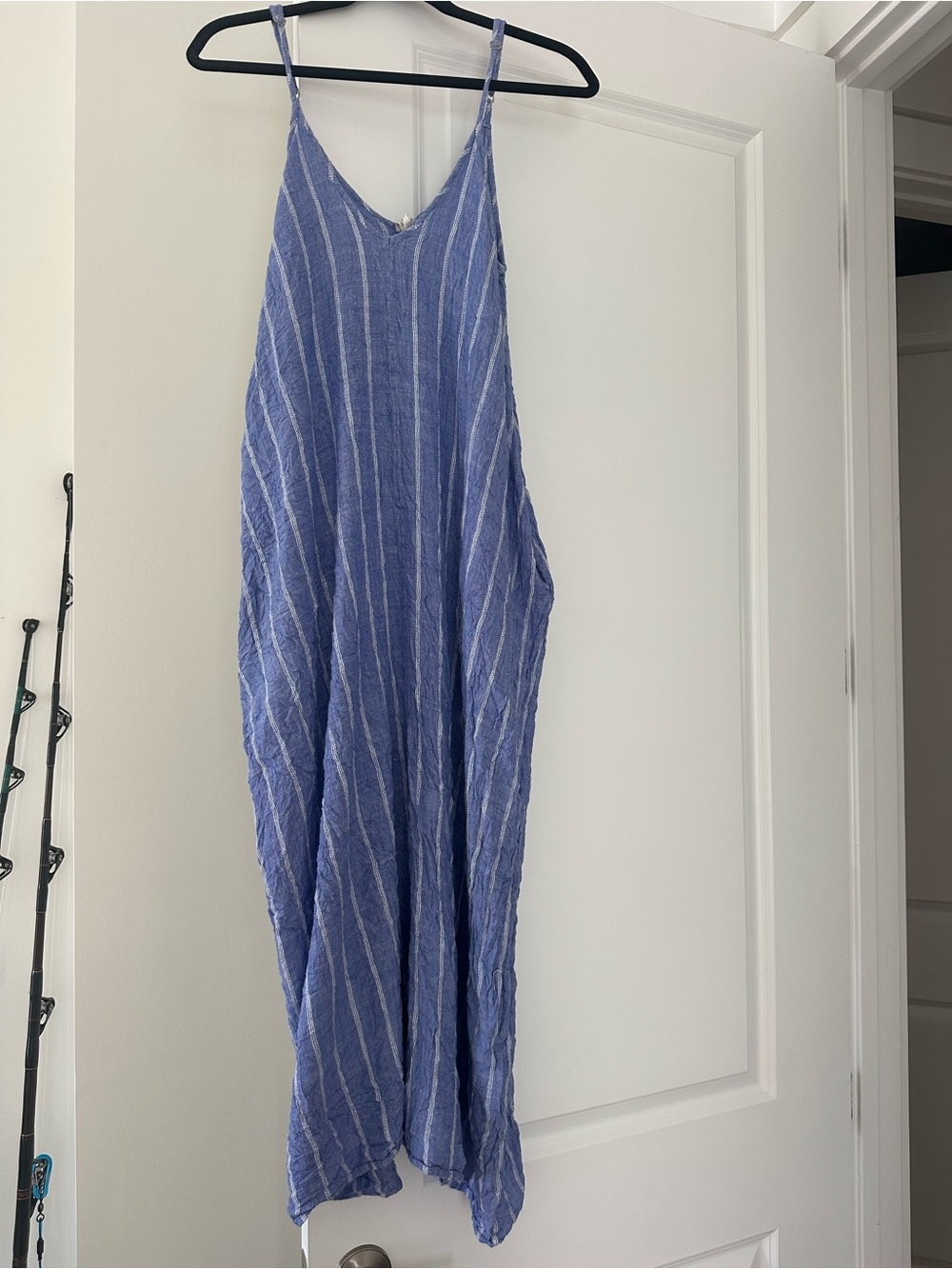 Elan Blue and White Striped Maxi Dress